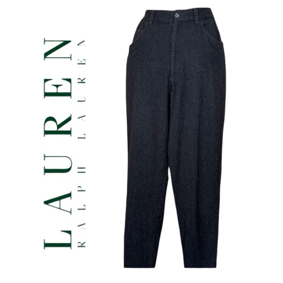 Vintage Lauren Ralph Lauren Wool Trousers Classic 5 Pocket Charcoal Gray Y2K - Picture 1 of 15